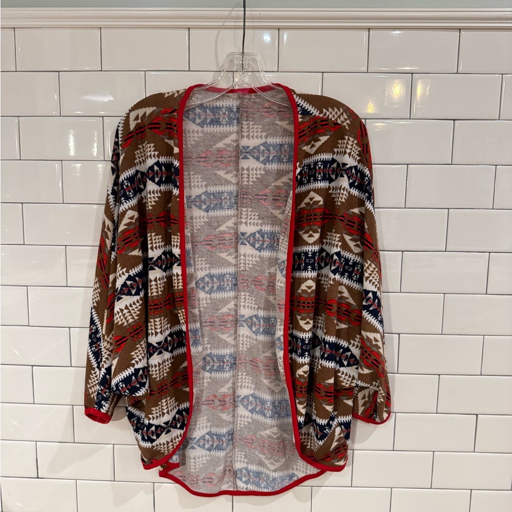 Cozy Geometric Open-Front Cardigan